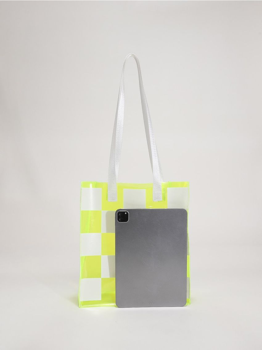 Clear Checkered Graphic Tote Bag
