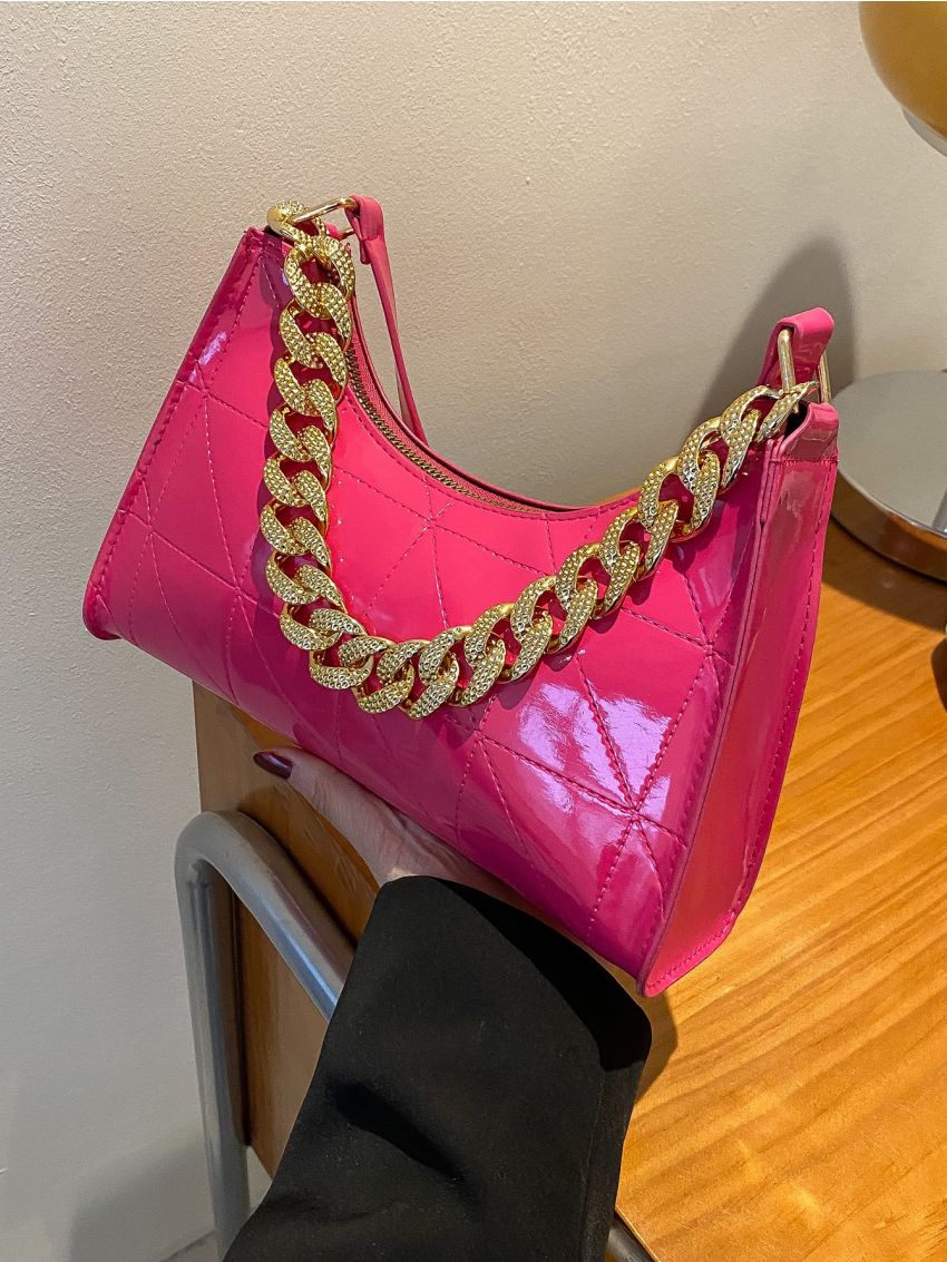 Quilted Chain Baguette Bag