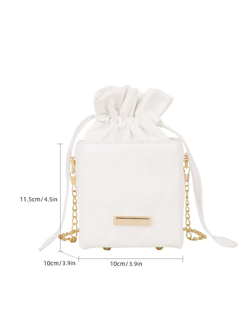 Mini Metal Detail Drawstring Bucket Bag