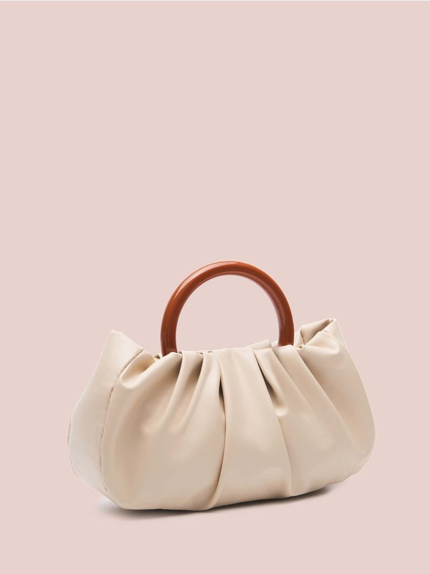 Minimalist Ruched Top Handle Bag