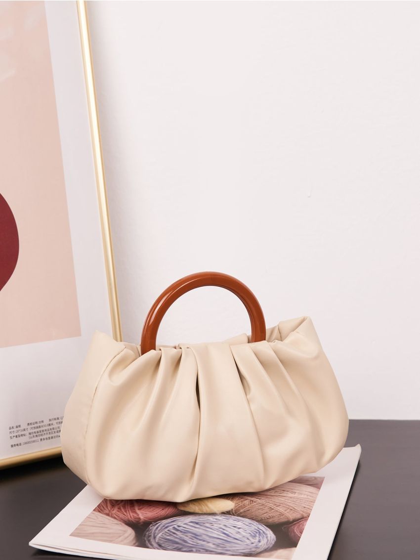 Minimalist Ruched Top Handle Bag