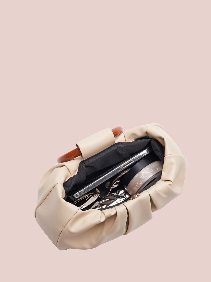 Minimalist Ruched Top Handle Bag