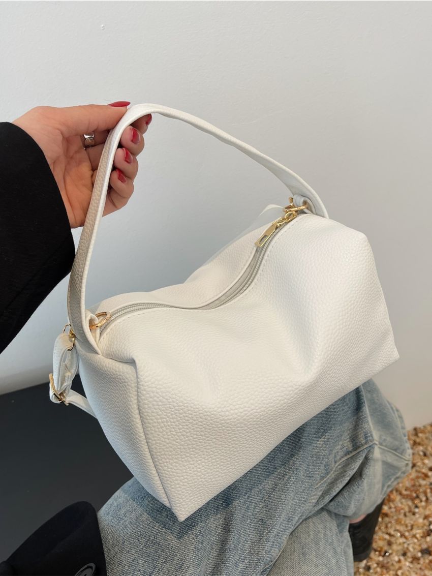 Litchi Embossed Baguette Bag