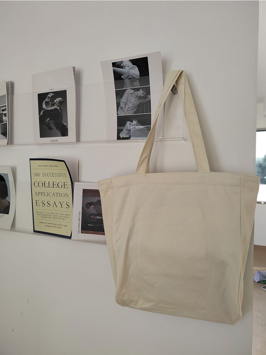 Letter Graphic Canvas Shopper Bag