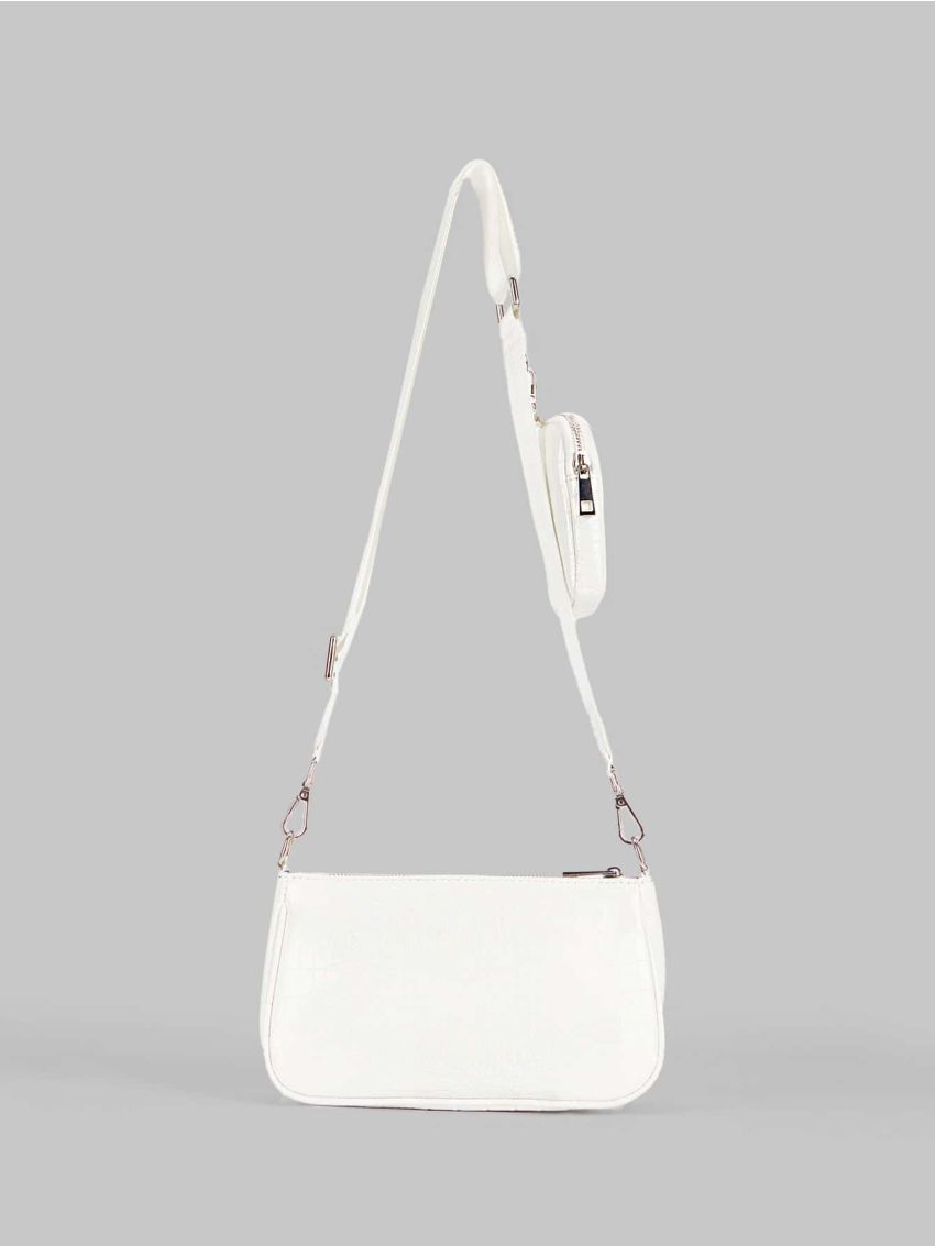 Crocodile Embossed Crossbody Bag With Coin Purse