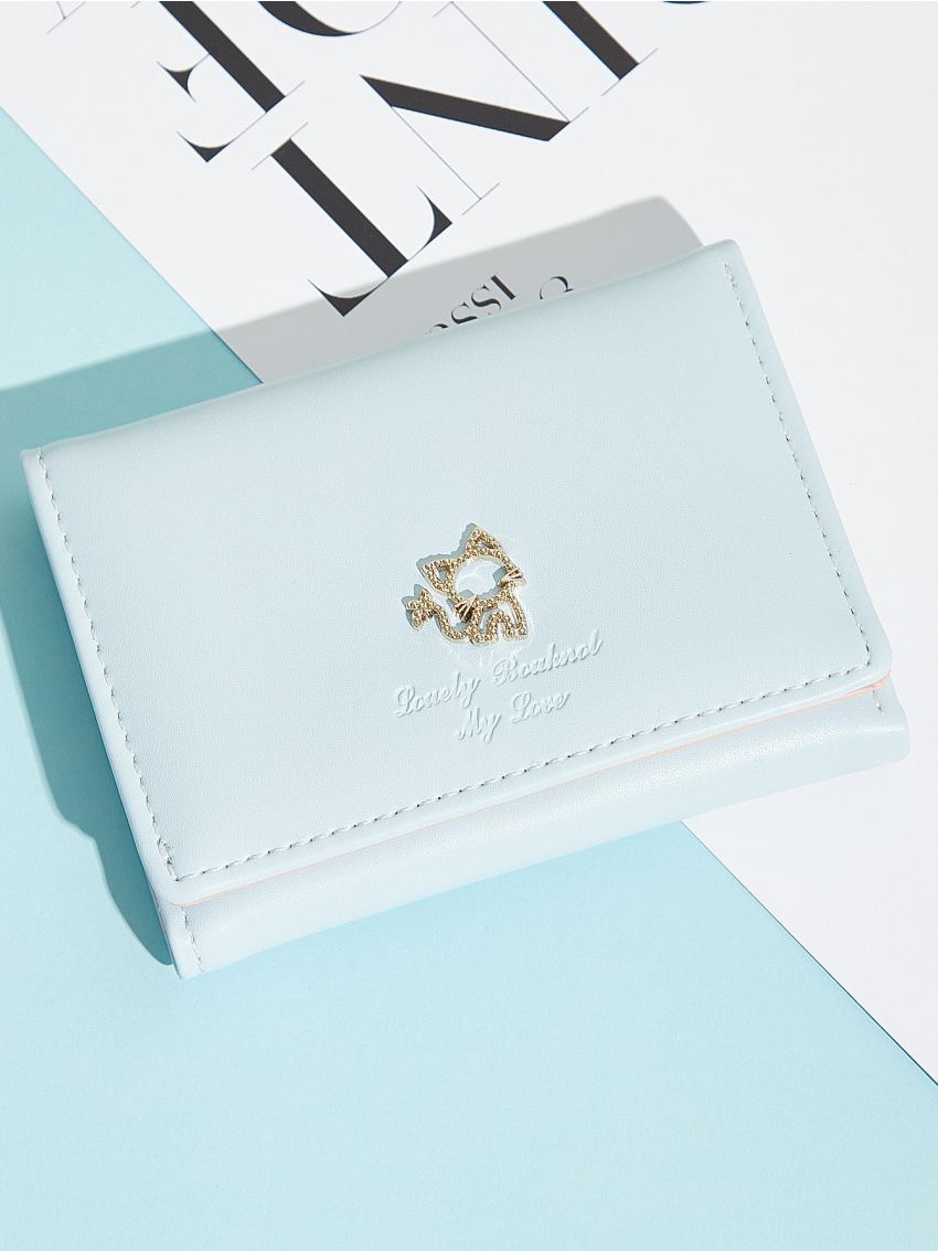 Letter Embossed Cartoon Decor Small Wallet