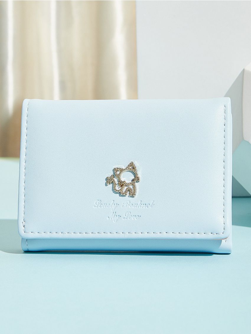 Letter Embossed Cartoon Decor Small Wallet