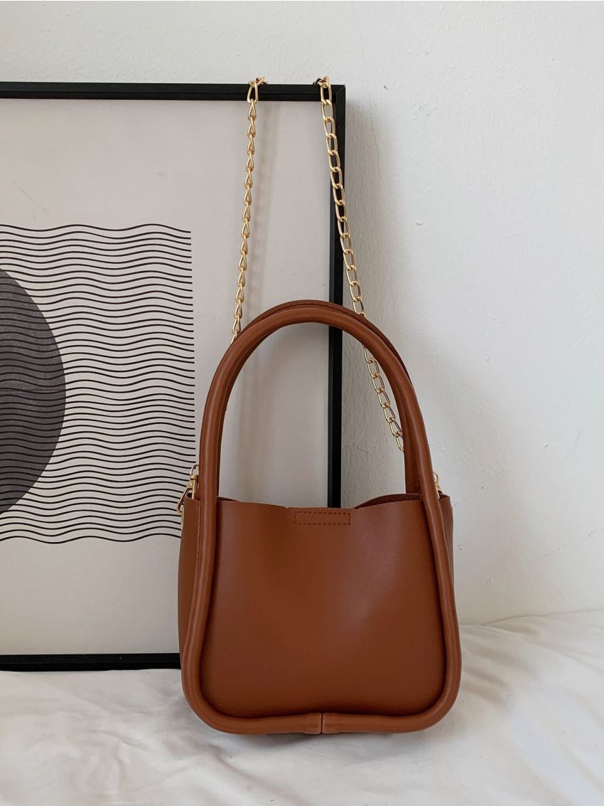 Mini Double Handle Chain Bucket Bag