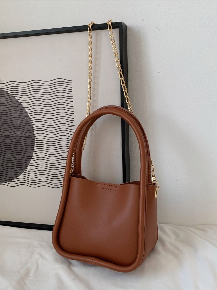 Mini Double Handle Chain Bucket Bag