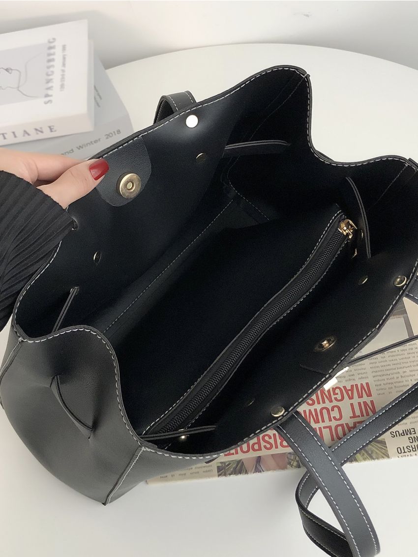 Minimalist Turn Lock Shoulder Tote Bag