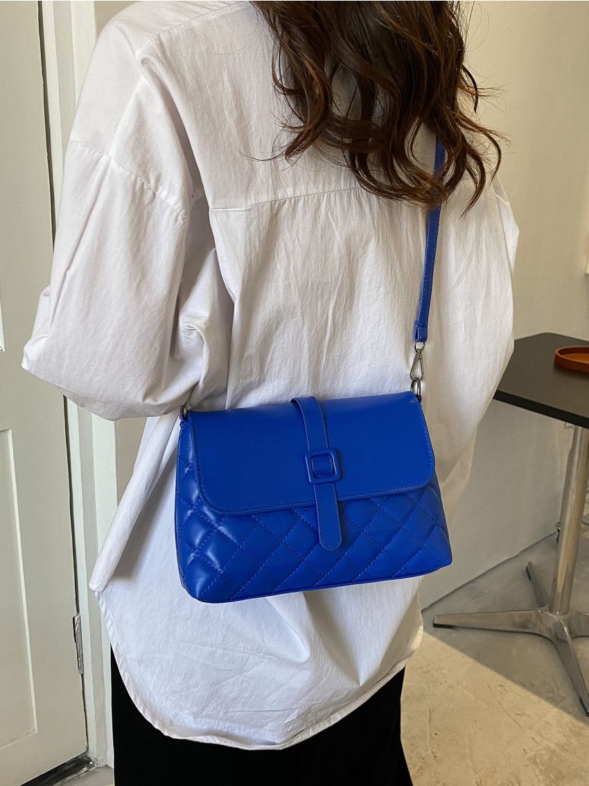 Quilted Buckle Decor Bucket Bag