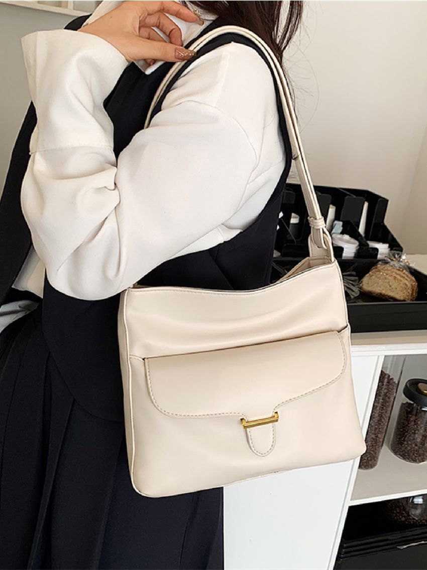 Flap Pocket Front Design Square Bag