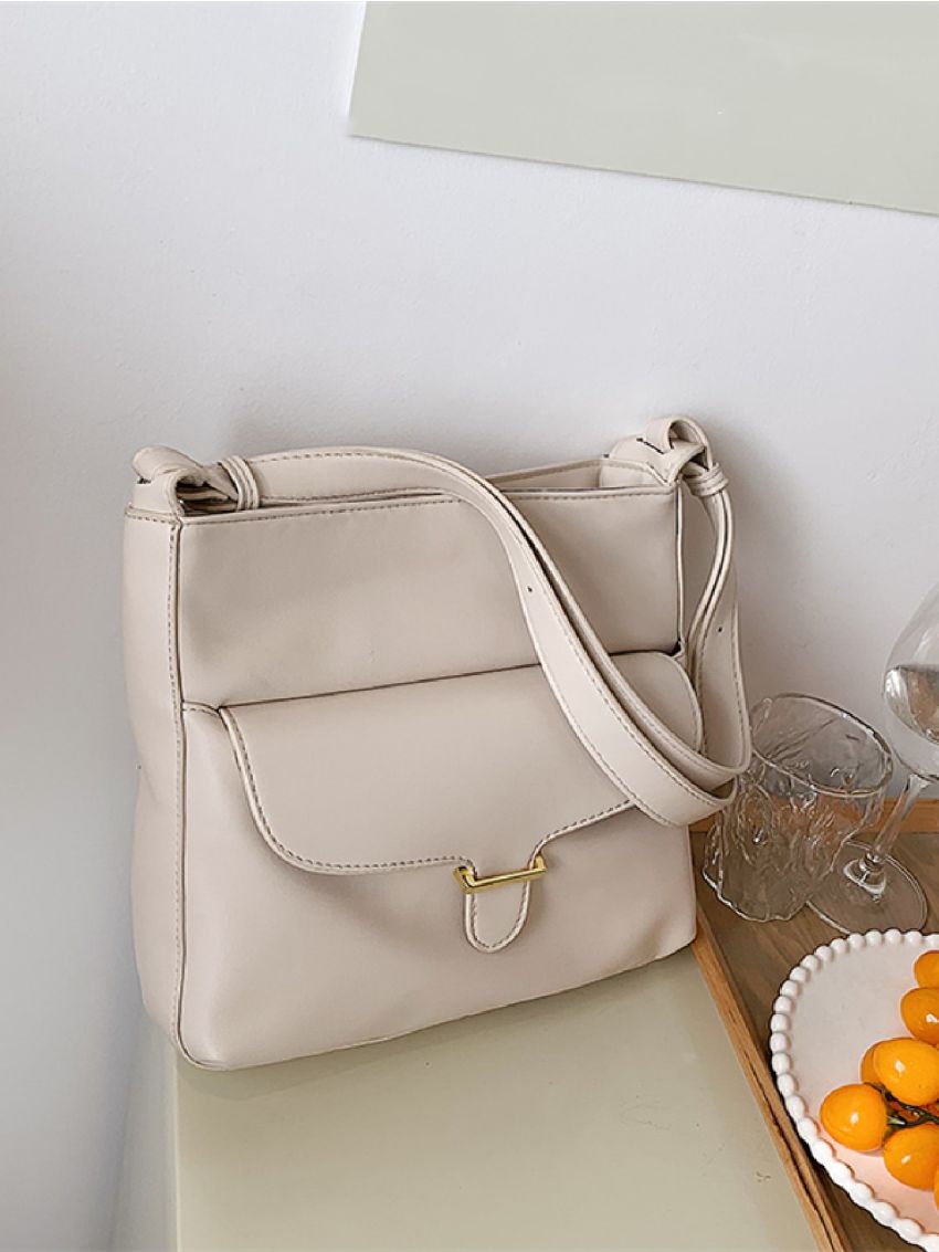 Flap Pocket Front Design Square Bag