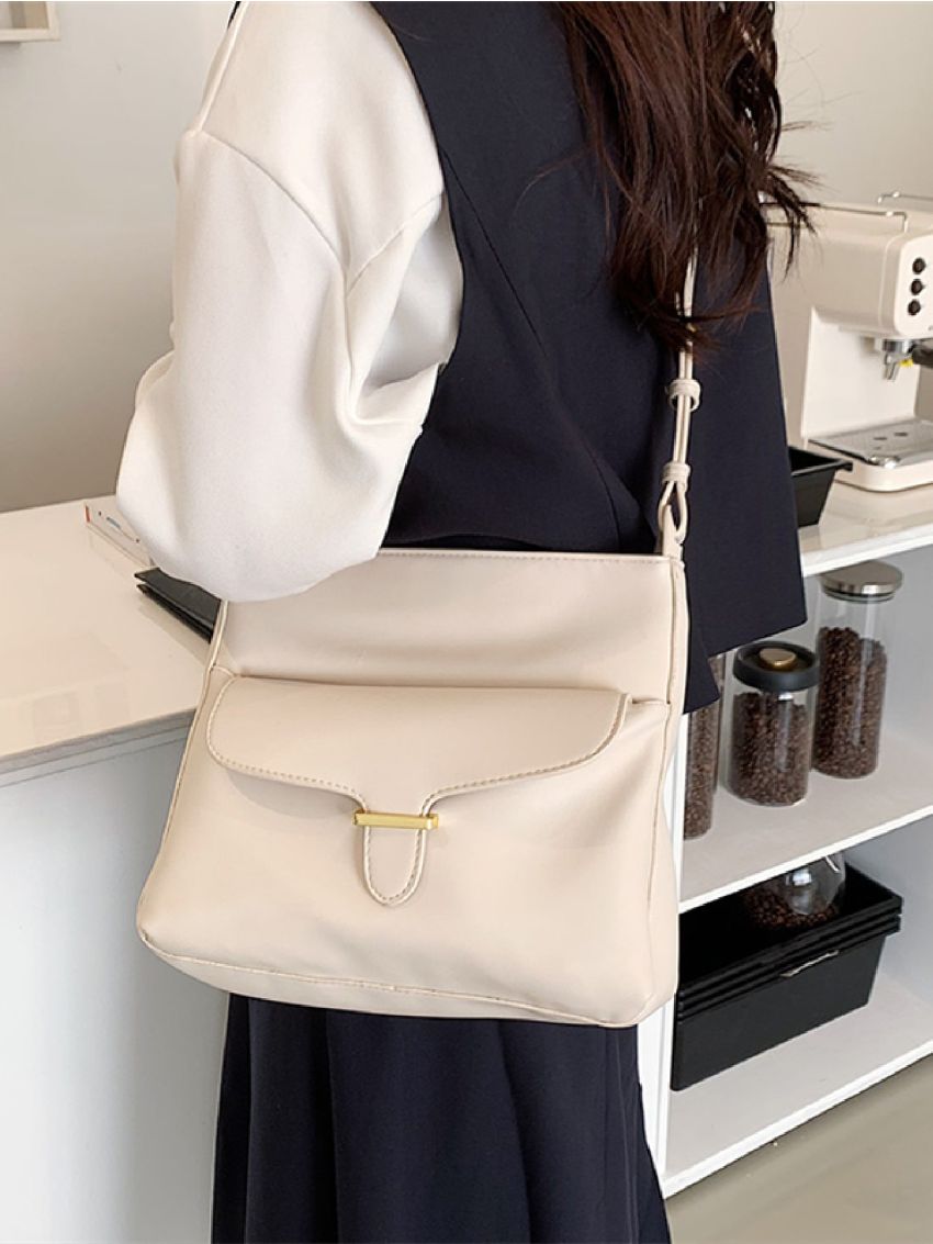 Flap Pocket Front Design Square Bag