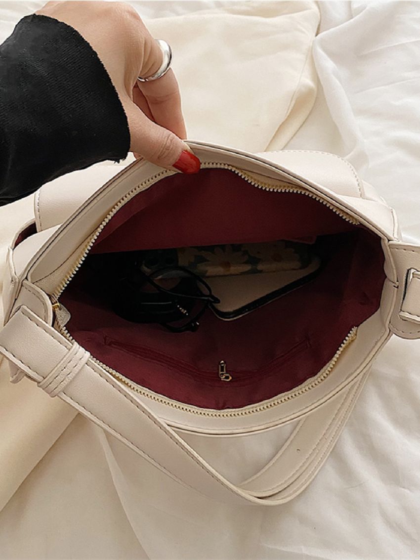 Flap Pocket Front Design Square Bag