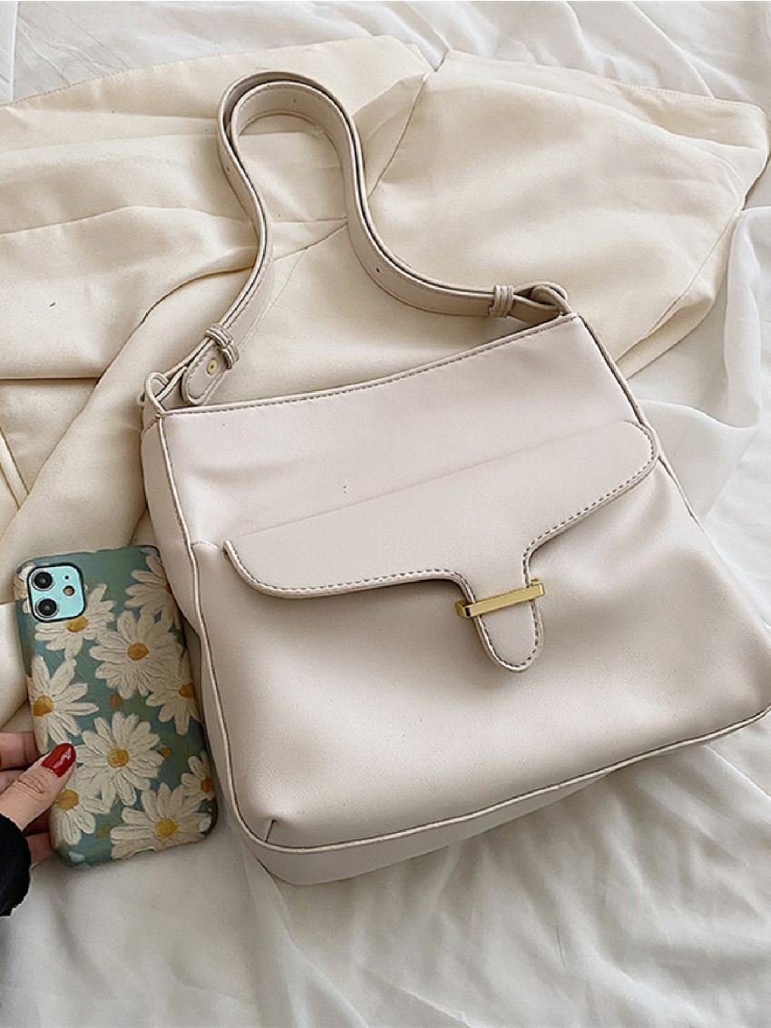 Flap Pocket Front Design Square Bag