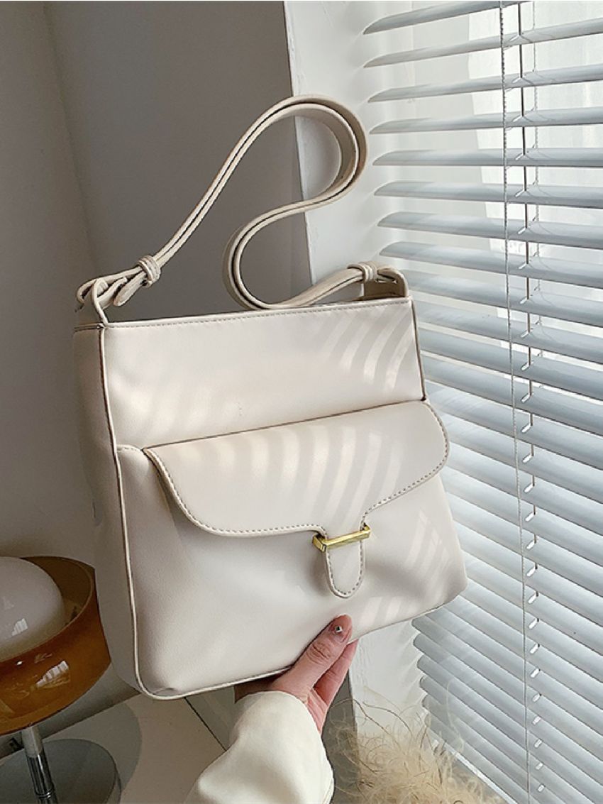 Flap Pocket Front Design Square Bag