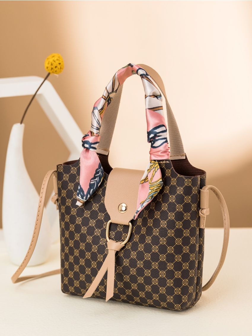 Mini Twilly Scarf Decor Geo Print Satchel Bag