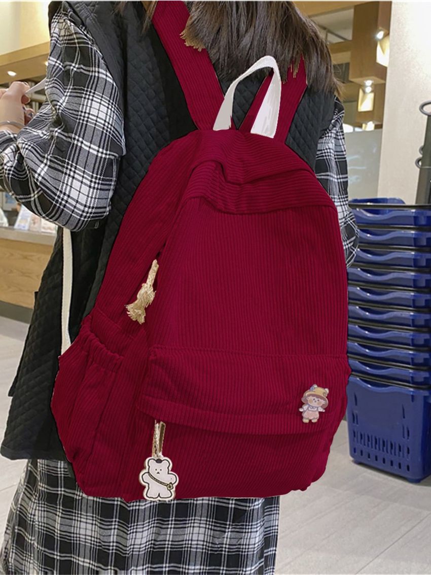 Large Capacity Badge Decor Backpack