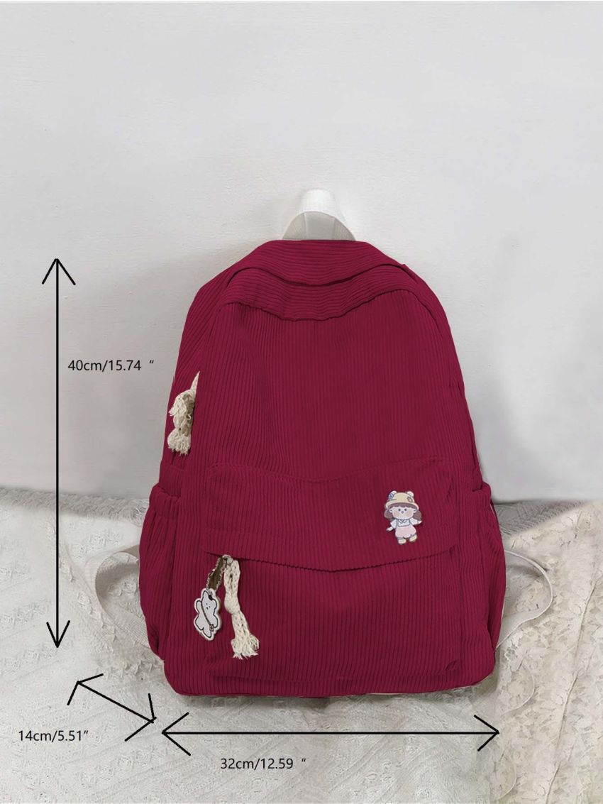 Large Capacity Badge Decor Backpack