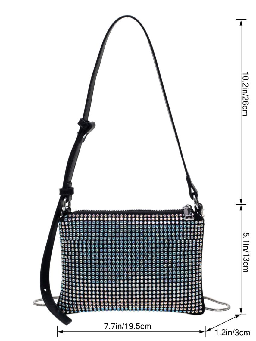 Rhinestone Decor Square Bag
