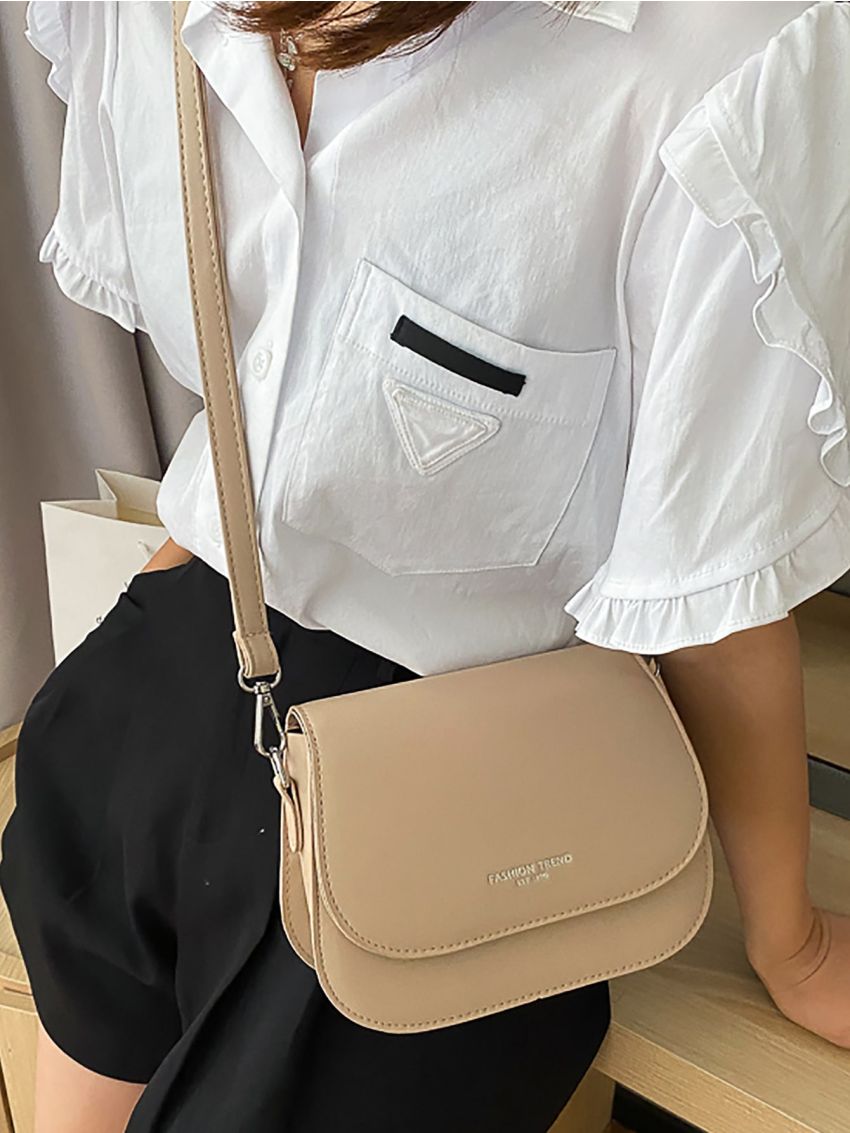 Mini Letter Detail Flap Saddle Bag