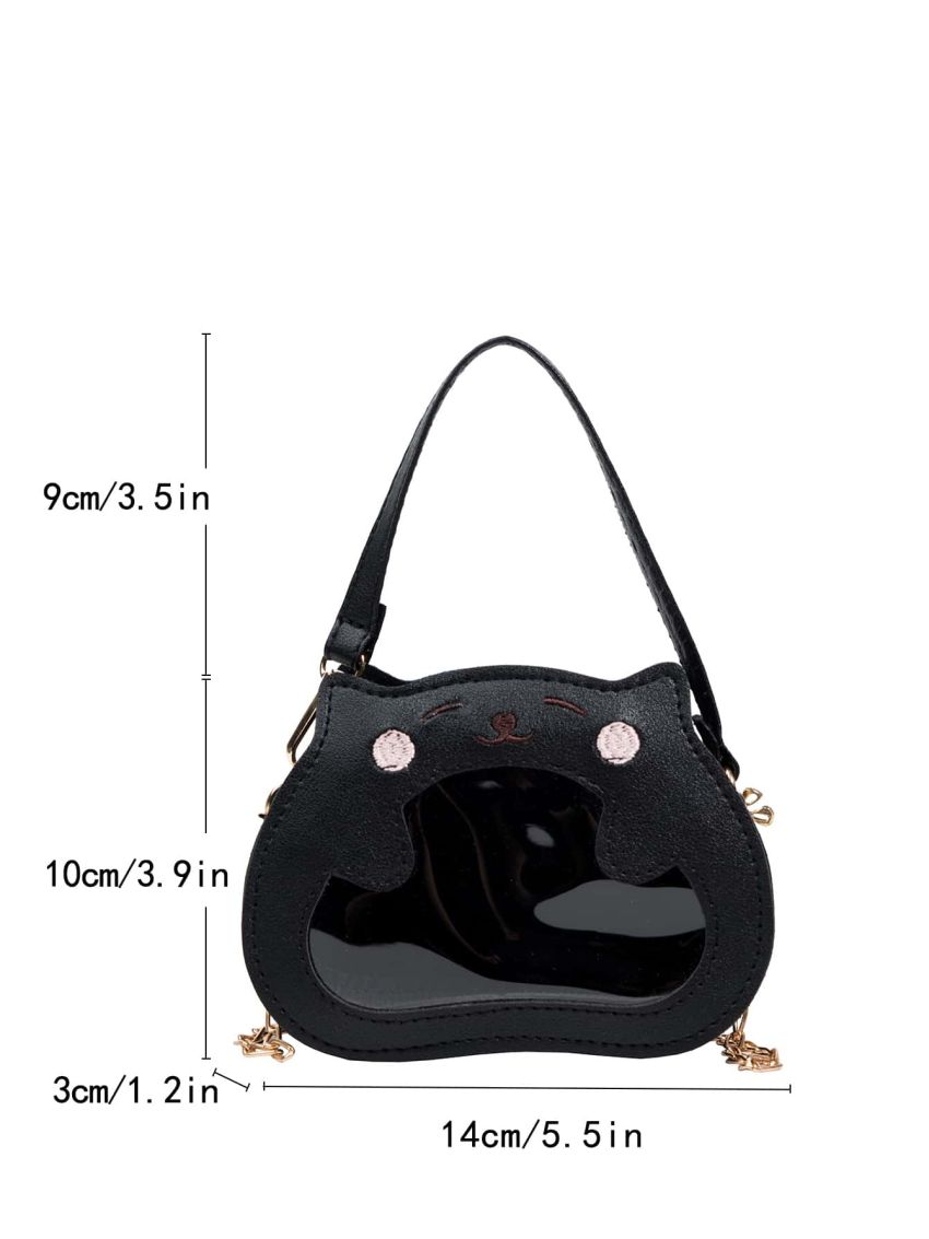 Mini Cartoon Embroidered Chain Clear Novelty Bag