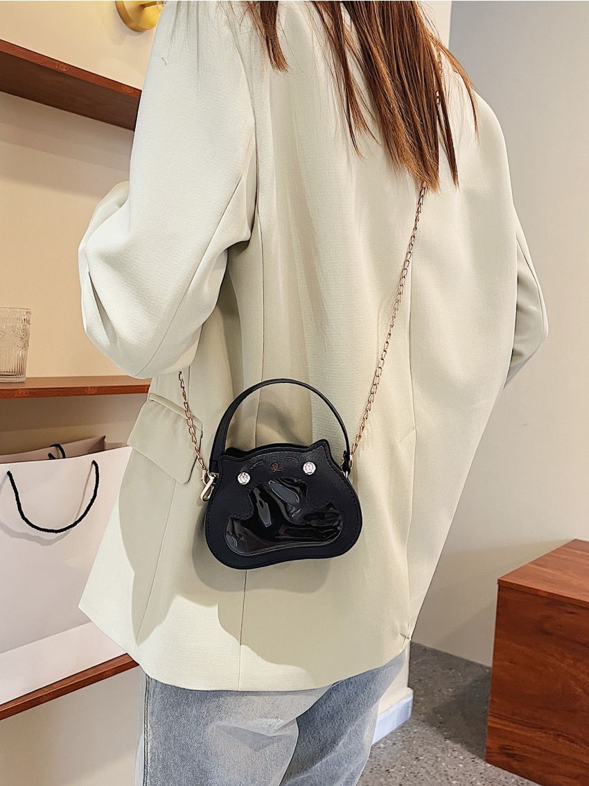 Mini Cartoon Embroidered Chain Clear Novelty Bag