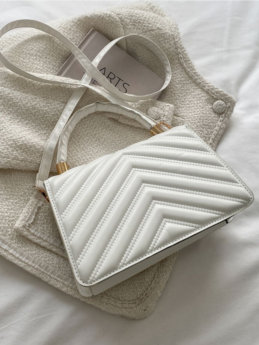 Quilted Pattern Flap Square Bag
