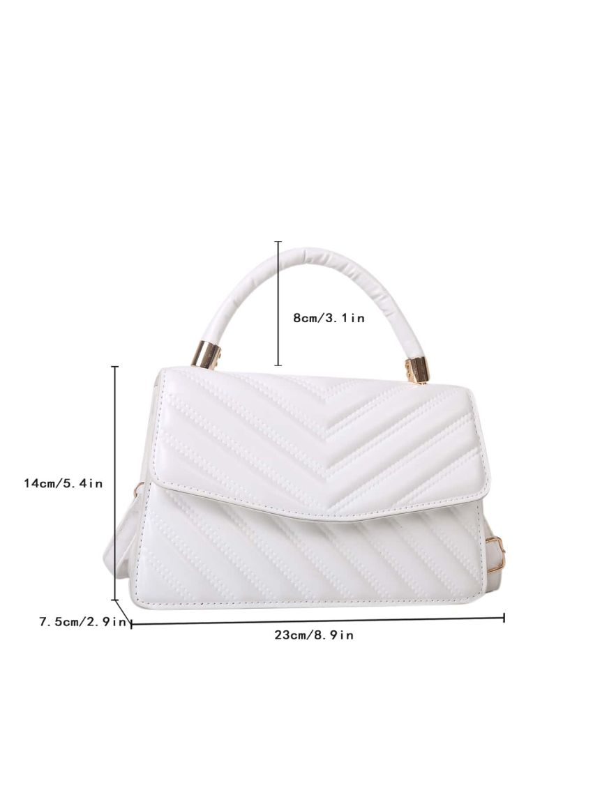Quilted Pattern Flap Square Bag