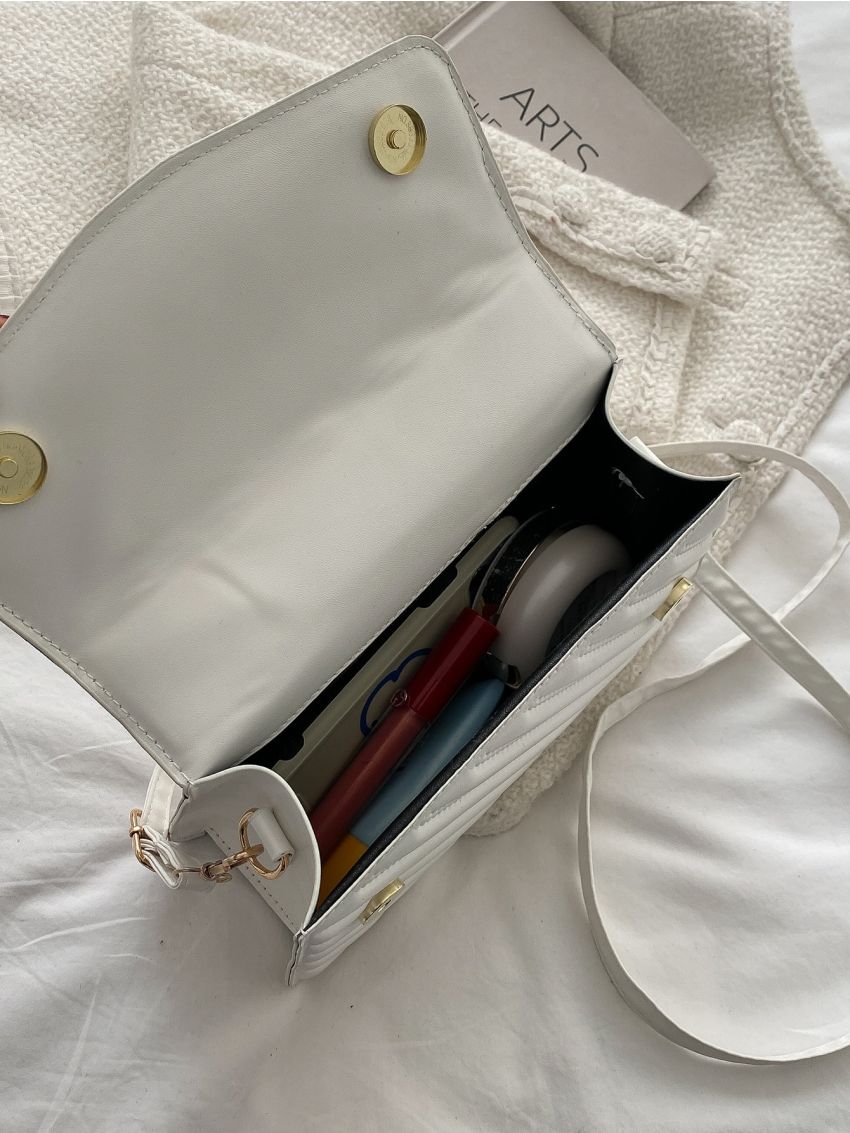 Quilted Pattern Flap Square Bag