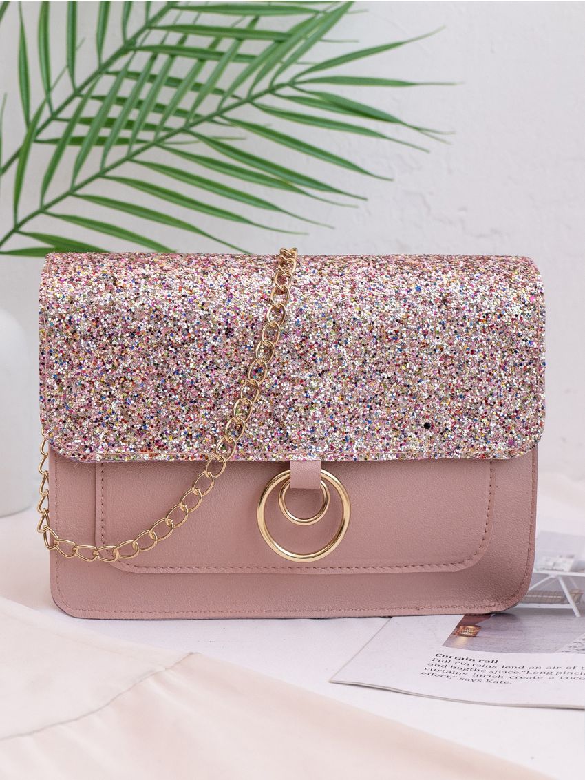 Mini Metal Decor Glitter Square Bag