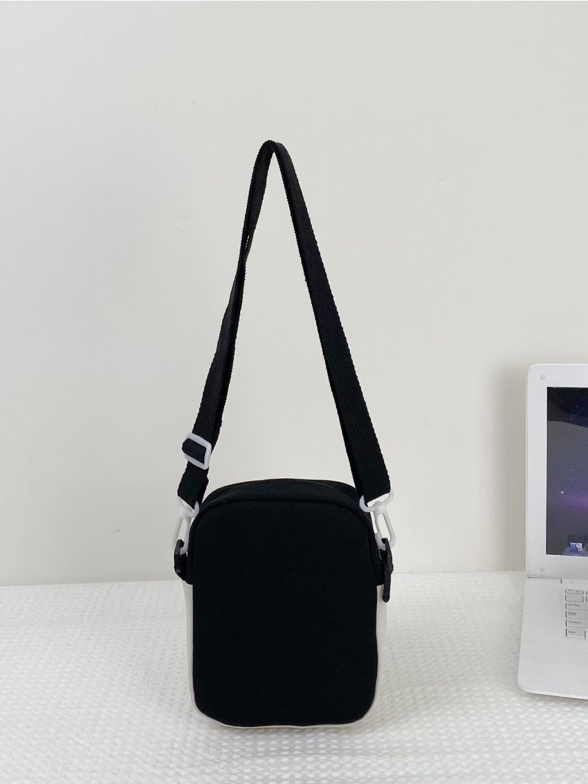 Two Tone Flap Pocket Front Square Bag