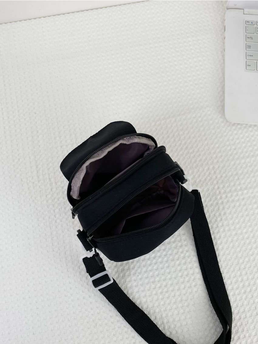 Two Tone Flap Pocket Front Square Bag