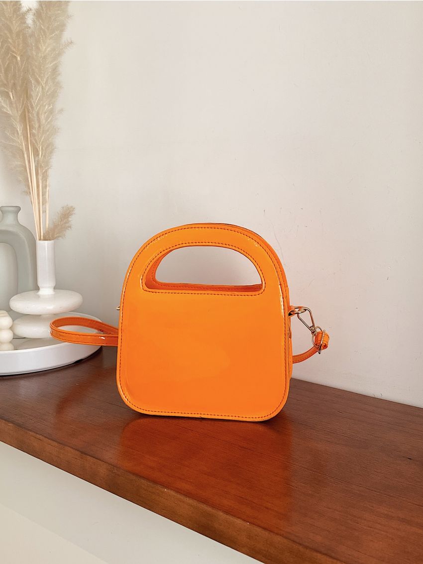 Button Decor Double Handle Square Bag