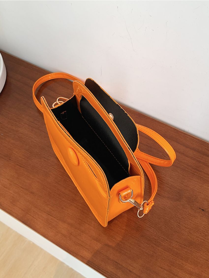 Button Decor Double Handle Square Bag