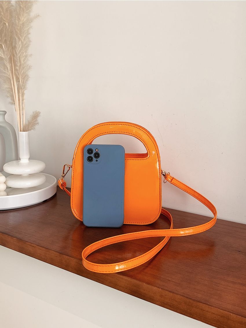 Button Decor Double Handle Square Bag