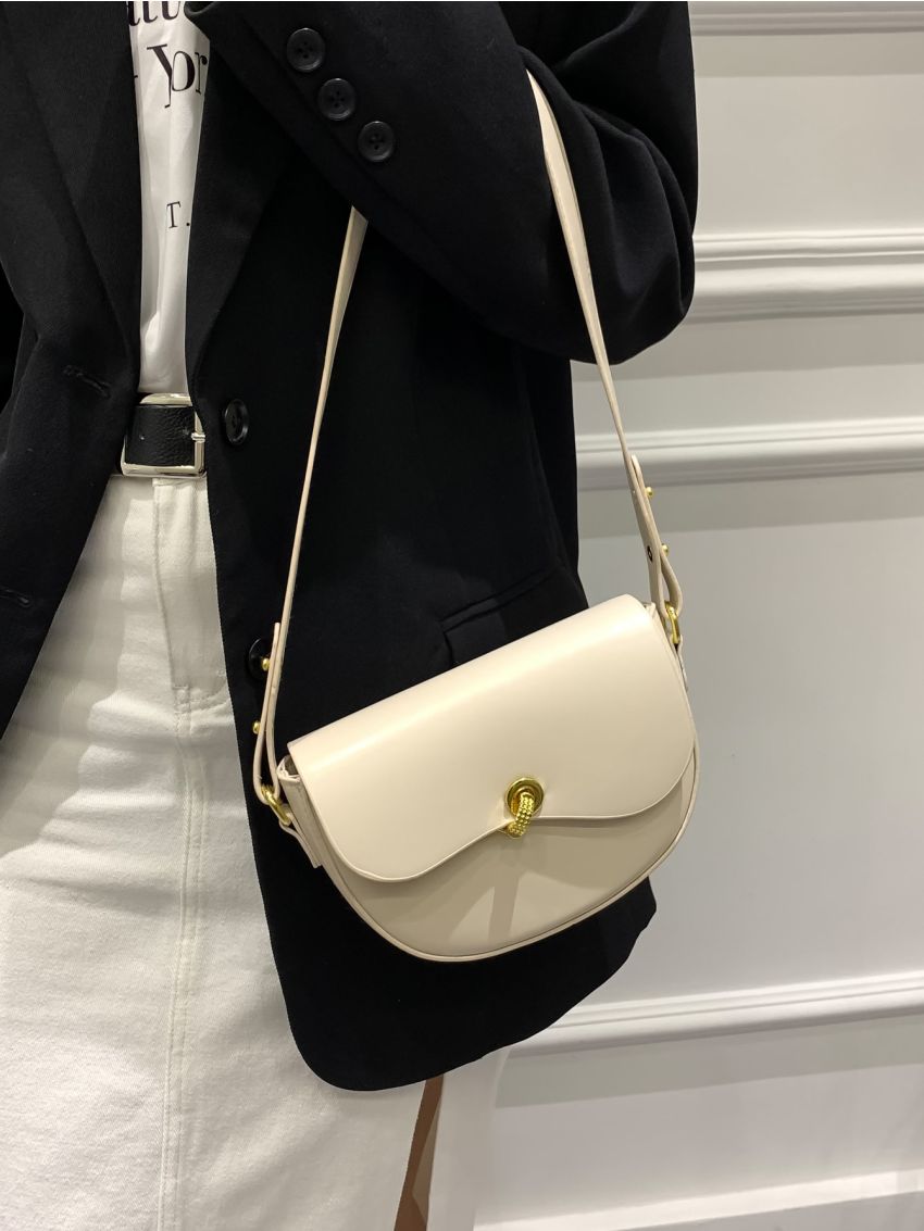 Metal Detail Flap Saddle Bag