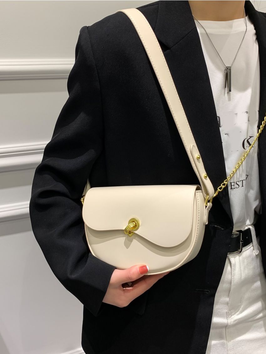 Metal Detail Flap Saddle Bag