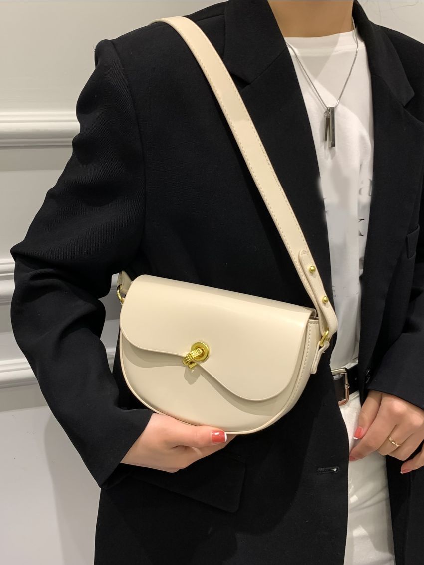 Metal Detail Flap Saddle Bag