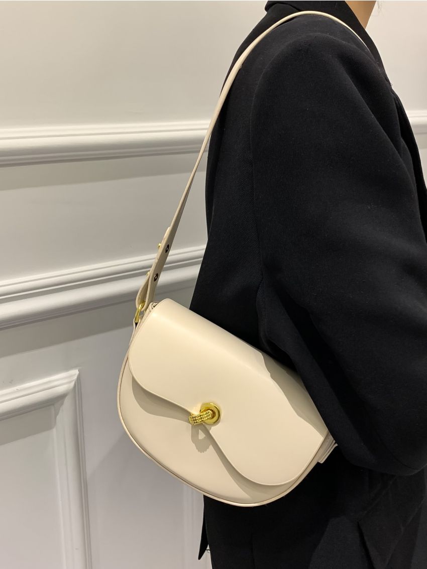 Metal Detail Flap Saddle Bag