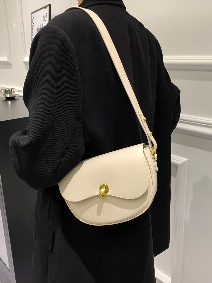 Metal Detail Flap Saddle Bag