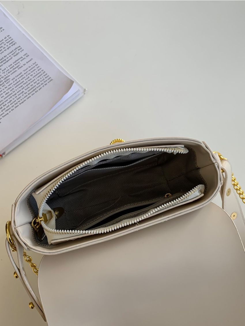 Metal Detail Flap Saddle Bag