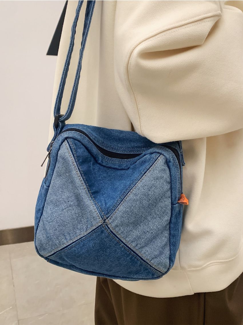 Two Tone Denim Square Bag