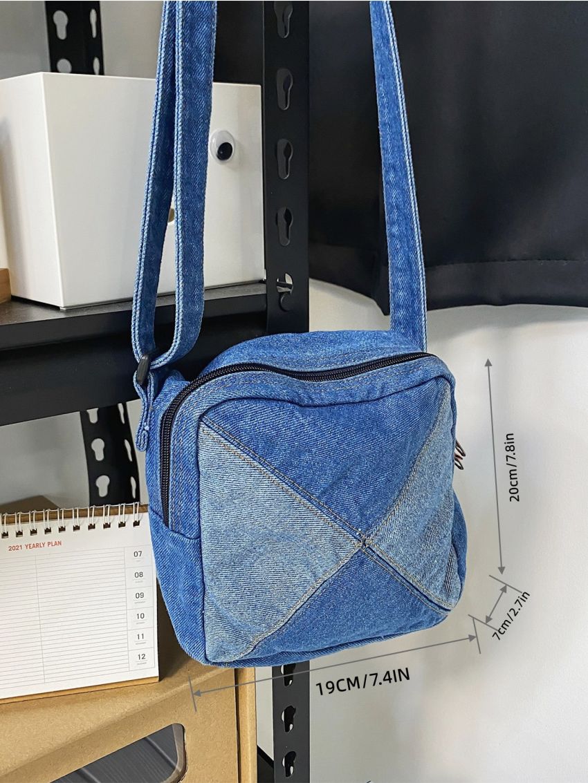 Two Tone Denim Square Bag
