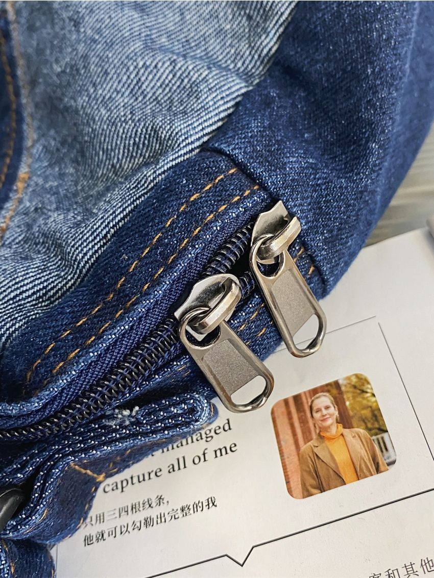 Two Tone Denim Square Bag