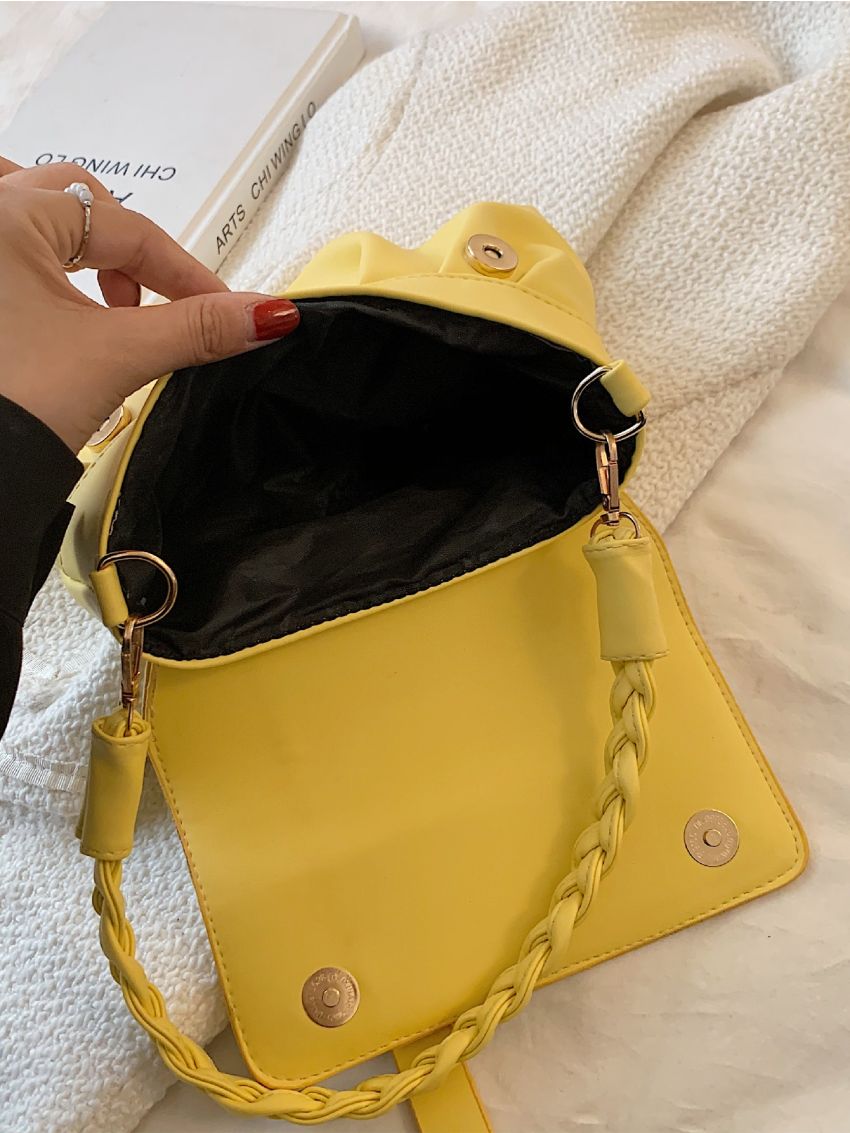 Minimalist Buckle Decor Ruched Bag