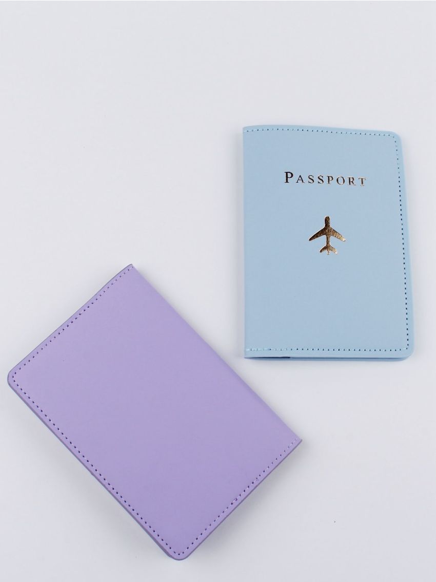 2pcs Letter & Plane Graphic Passport Case