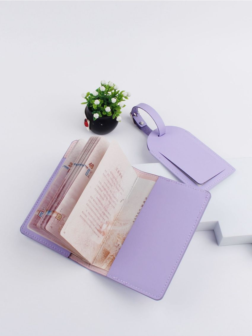 Letter Graphic Passport Case With Luggage Tag