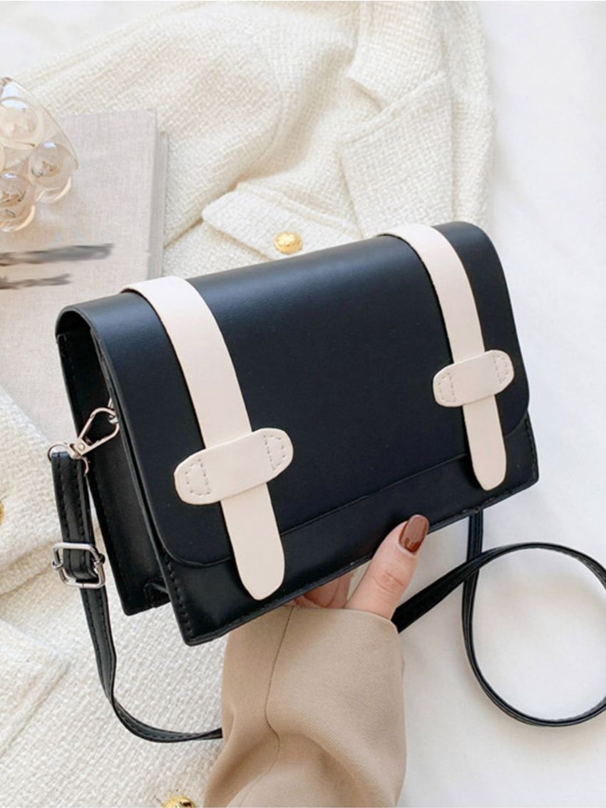 Two Tone Flap Square Bag